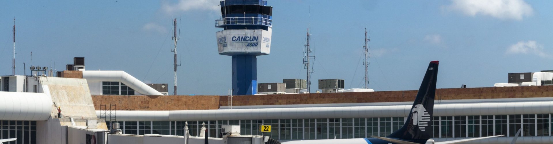 Runway-view sunset at Cancún Airport, MX Airport