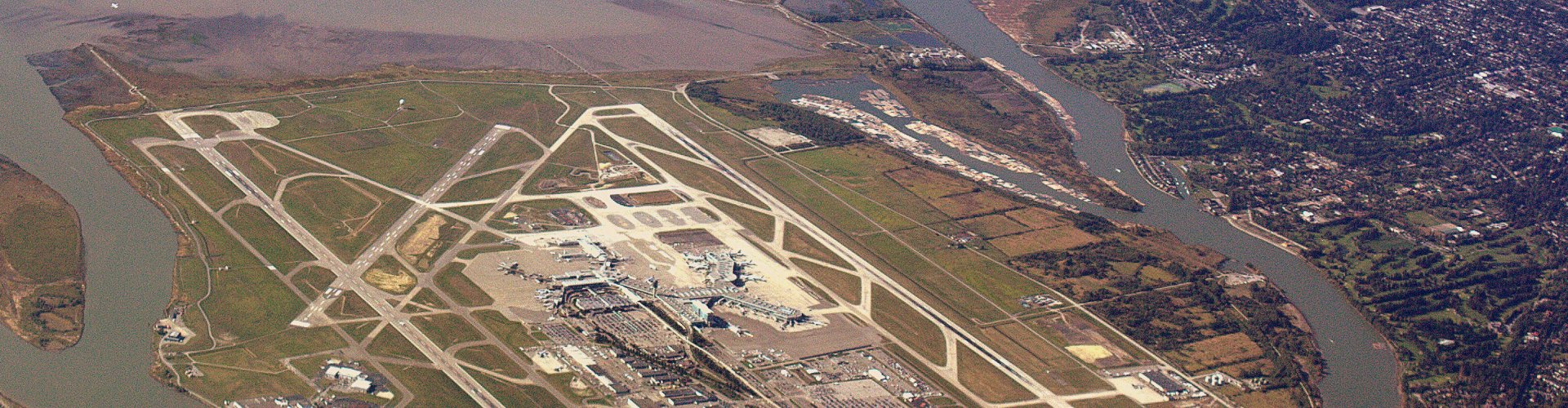 Runway view sunset at Vancouver Airport