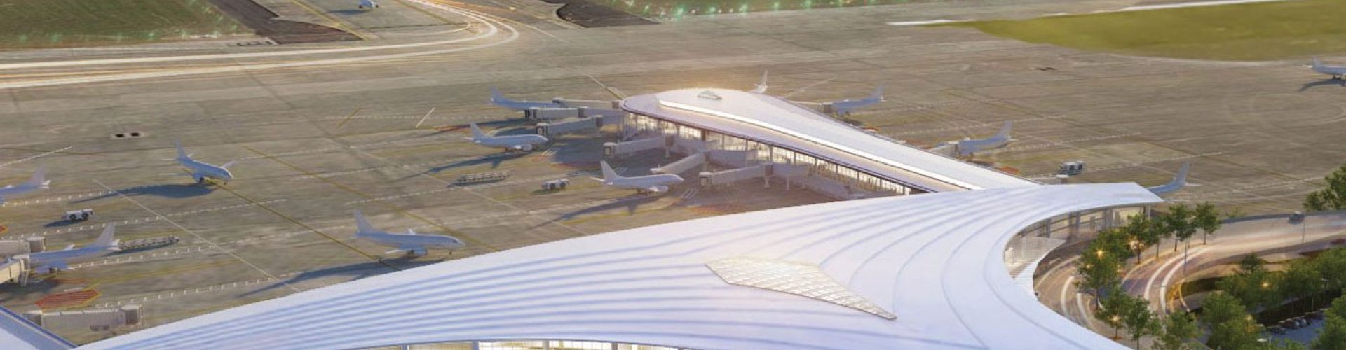 Runway-view sunset at Louis Armstrong New Orleans Intl Airport