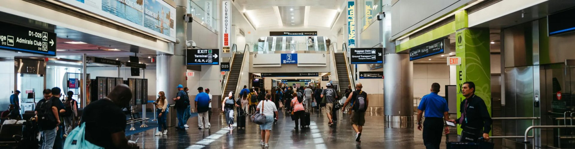 Crowded lounge area at Miami Airport, FL, US Airport