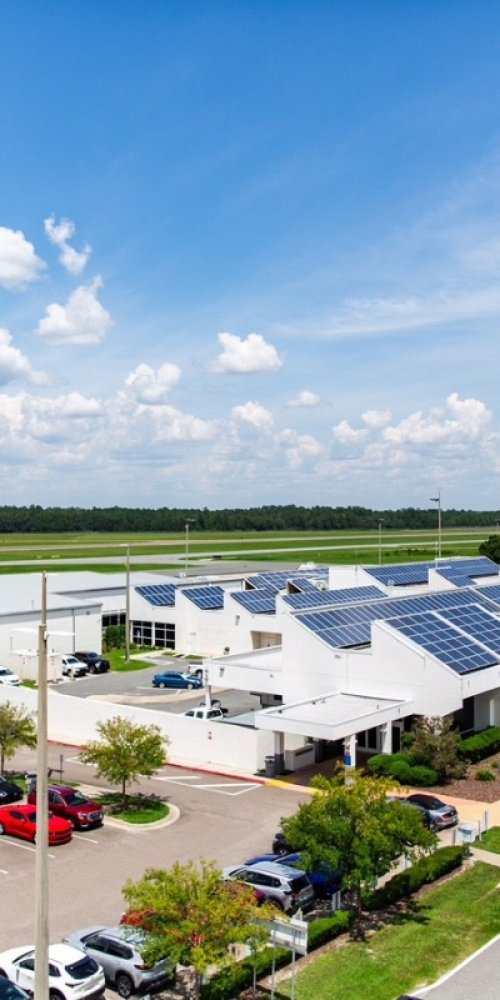 Crowded lounge seating at Gainesville Regional Airport