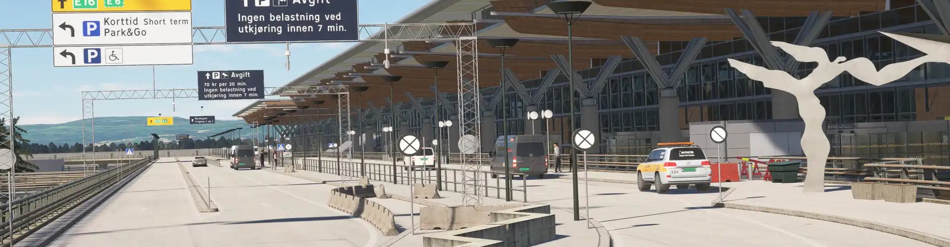 Sunset runway view at Oslo Airport Gardermoen