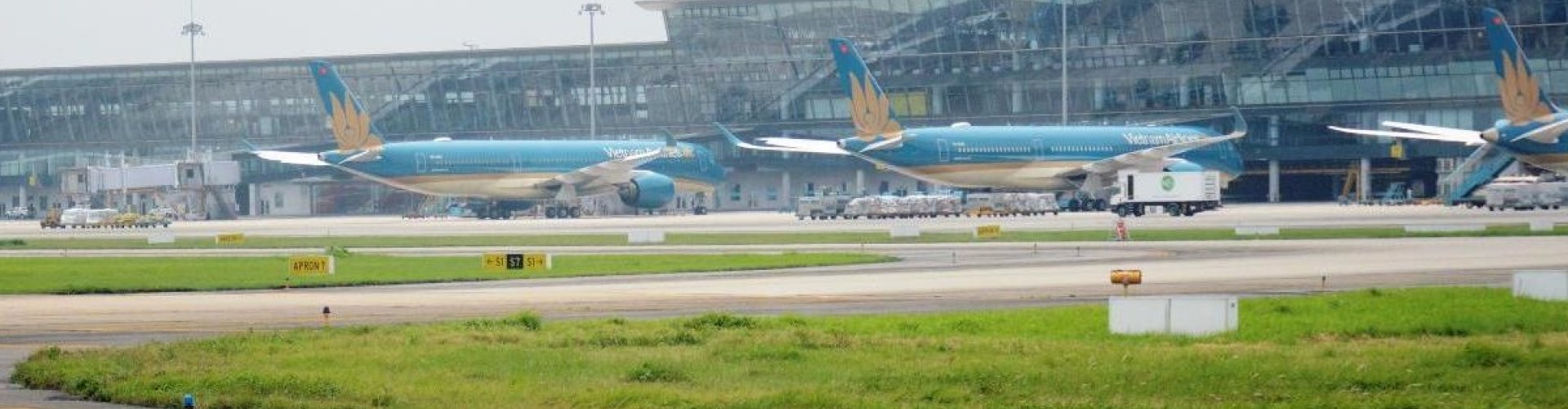 Runway at sunset at Noi Bai Airport