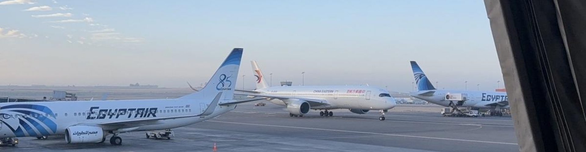 Runway-view sunset at Cairo Airport